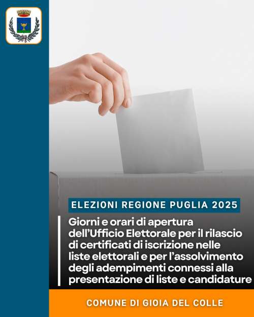 img title Elezione diretta del Presidente della Giunta e del Consiglio regionale della Puglia di domenica 23 e lunedì 24 novembre 2025