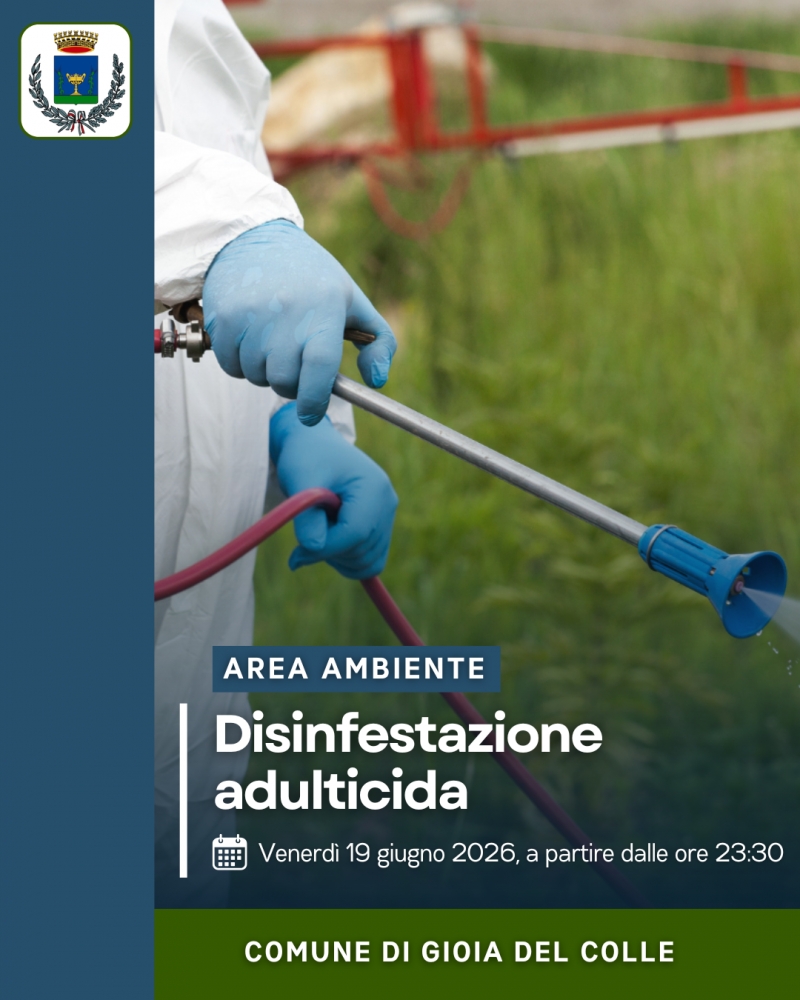 Avviso disinfestazione adulticida - venerd� 19 giugno 2026