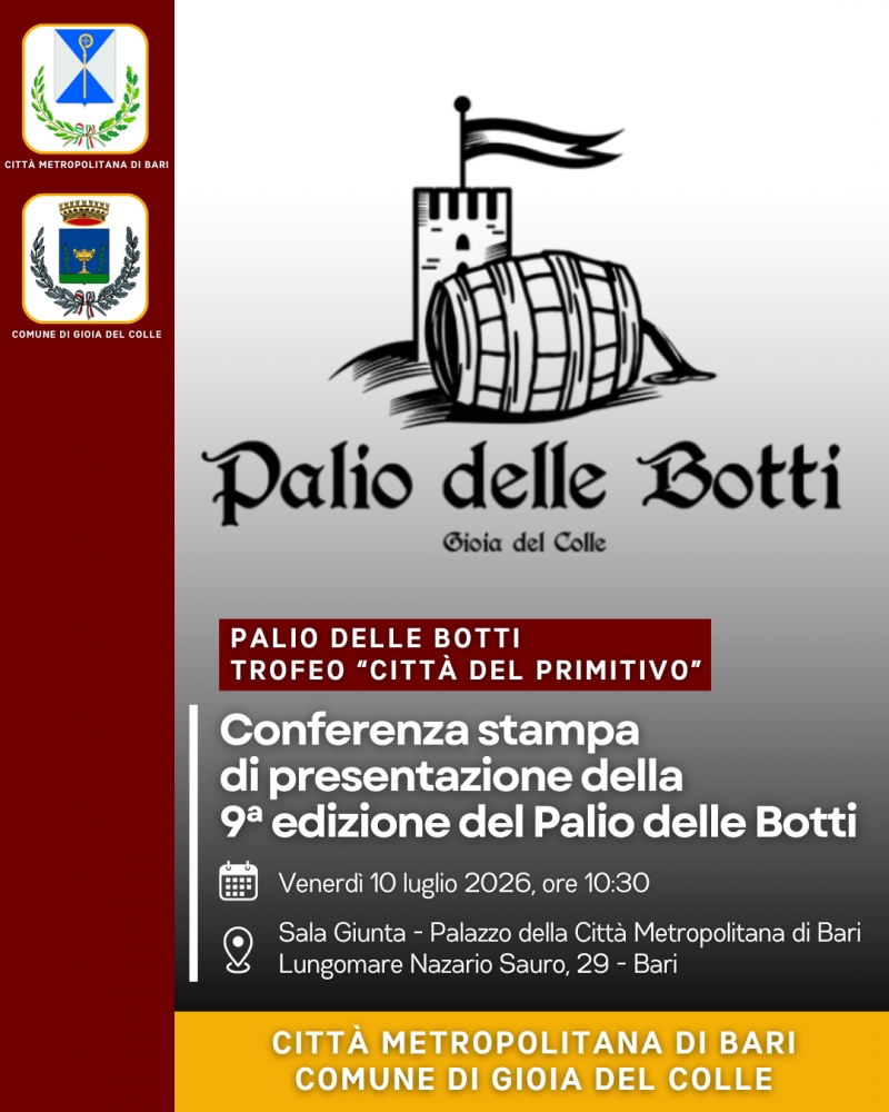 Venerd� 10 luglio la presentazione della nona edizione del Palio delle Botti - Trofeo \