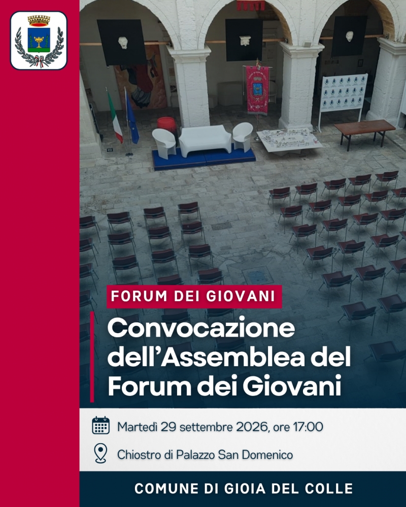 Convocazione dell\'Assemblea del Forum dei Giovani - 29 settembre 2026
