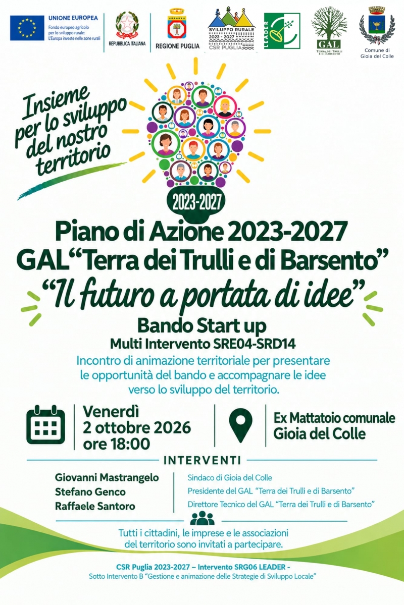 Avviso pubblico Multintervento SRE04-SRD14: venerd� 2 ottobre l\'evento di presentazione del bando nell\'ex Macello comunale